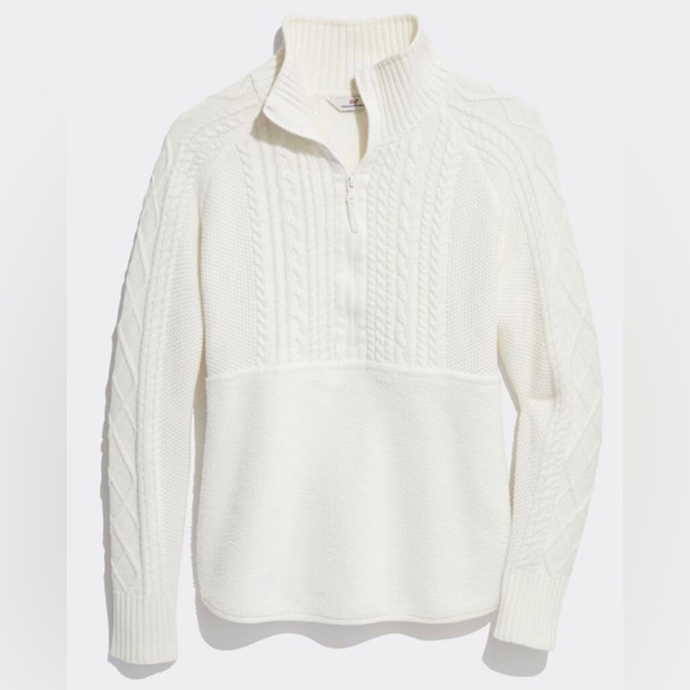 Vineyard Vines Fisherman Half Zip Sweater- Women’s Size XS Marshmallow White